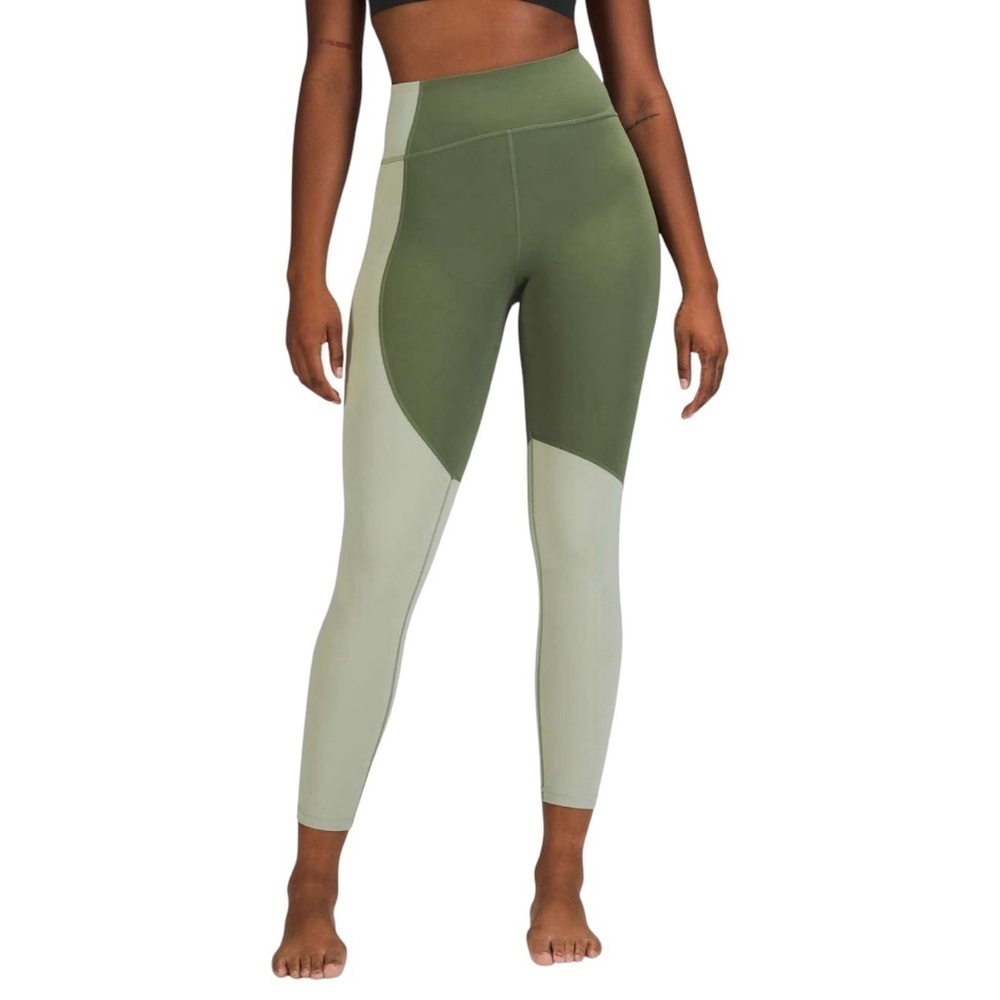 Lululemon Nulu Colour Block High-Rise Legging 23" Green Nulu Sz 6